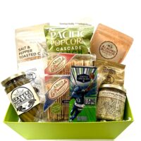 Superbowl Snack Basket - filled with mainly savory snacks for game day.